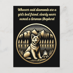 Carte Postale Chien doré au coin du feu de camp