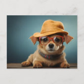 Carte Postale Chien drôle avec lunettes et casquette (Devant)