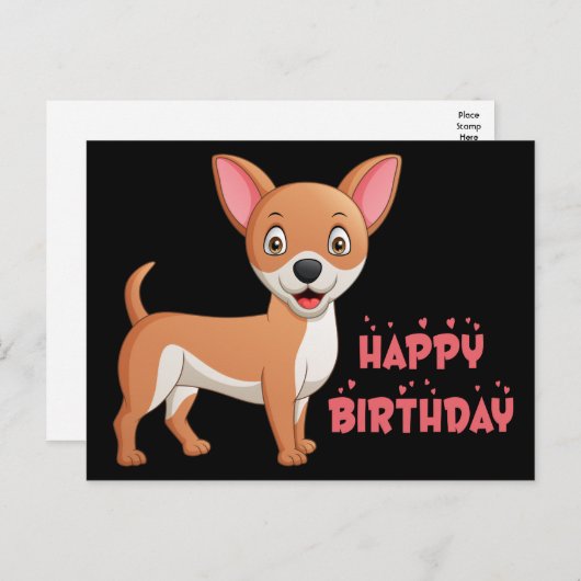 Carte Postale Chien drôle dessin animé mignon Chihuahua annivers (Devant / Derrière)
