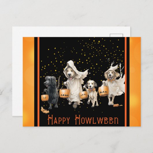 Carte Postale Chien drôle mignon Joyeux Halloween Howlween (Devant / Derrière)