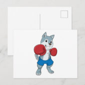Carte Postale Chien en Boxeur avec gants de boxe (Devant / Derrière)
