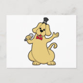 Carte Postale Chien en chantant avec microphone (Devant)