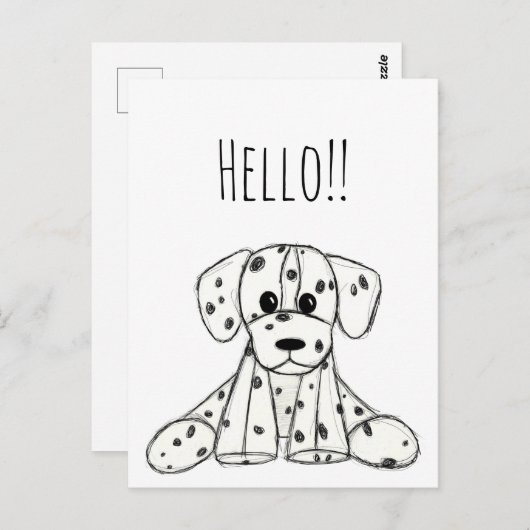 Carte Postale Chien en dalmate dessin simple noir (Devant / Derrière)