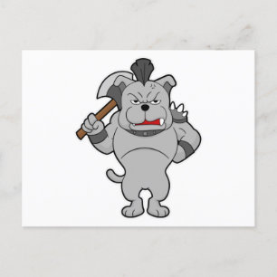 Carte Postale Chien en guerrier avec hache