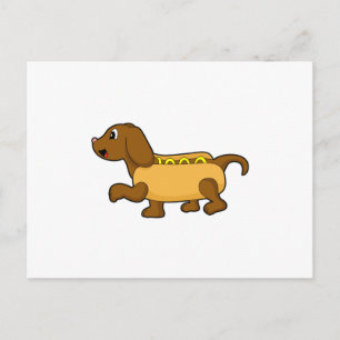 Carte Postale Chien en hot-dog