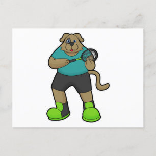 Carte Postale Chien en joueur de tennis avec raquette de tennis