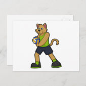 Carte Postale Chien en joueur de volley-ball avec ballon de voll (Devant / Derrière)