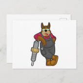 Carte Postale Chien en mécanicien avec bougie d'allumage (Devant / Derrière)