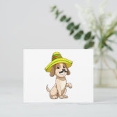 Carte Postale Chien en Mexicain avec chapeau de paille (Debout devant)