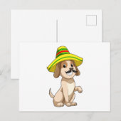 Carte Postale Chien en Mexicain avec chapeau de paille (Devant / Derrière)