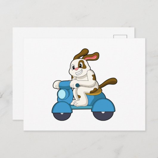 Carte Postale Chien en motard avec scooter.PNG (Devant / Derrière)