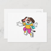 Carte Postale Chien en patin à glace avec des patins à glace (Devant / Derrière)