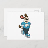 Carte Postale Chien en patin à glace avec des patins à glace (Devant / Derrière)