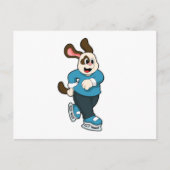 Carte Postale Chien en patin à glace avec des patins à glace (Devant)