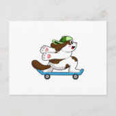 Carte Postale Chien en patineur avec planche à roulettes (Devant)