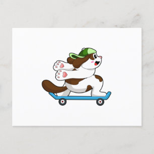 Carte Postale Chien en Skate avec Skateboard