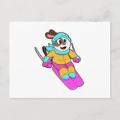 Carte Postale Chien en Skier avec Ski & Scarf (Devant)