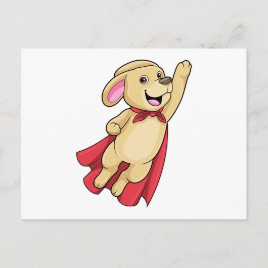 Carte Postale Chien en super-héros avec Cap (Devant)