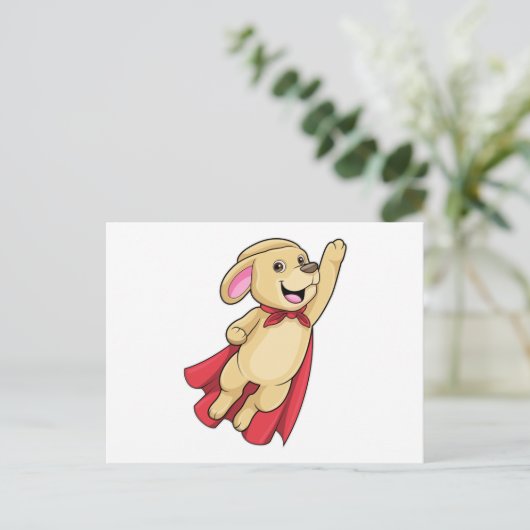 Carte Postale Chien en Super-héros avec Cape (Debout devant)