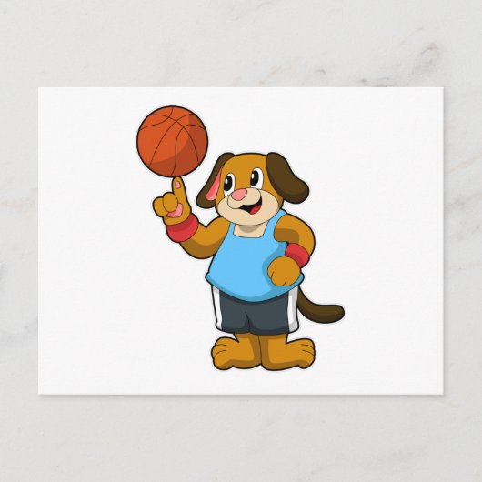 Carte Postale Chien en tant que joueur de basket-ball avec ballo (Devant)