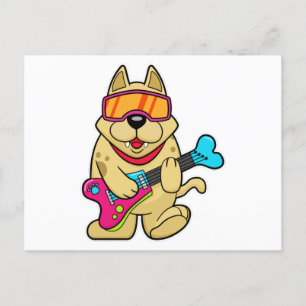 Carte Postale Chien en tant que musicien avec guitare