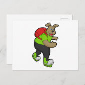 Carte Postale Chien en tant que patineur avec des patins en lign (Devant / Derrière)