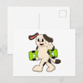 Carte Postale Chien en tant que patineur avec planche à roulette (Devant / Derrière)