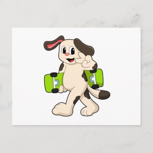 Carte Postale Chien en tant que patineur avec planche à roulette (Devant)