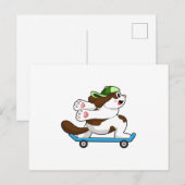 Carte Postale Chien en tant que skater avec skateboard (Devant / Derrière)