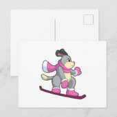 Carte Postale Chien en tant que snowboardeur avec Sonowboard (Devant / Derrière)