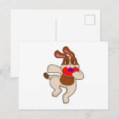 Carte Postale Chien en train de jouer (Devant / Derrière)