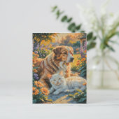 Carte Postale Chien et Chat (Debout devant)