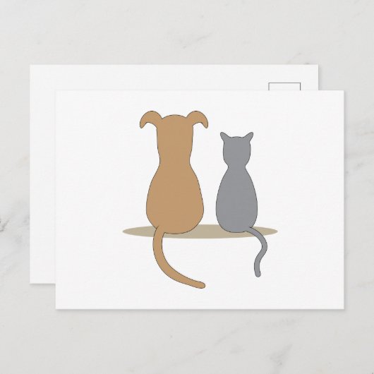 Carte Postale Chien et chat (Devant / Derrière)