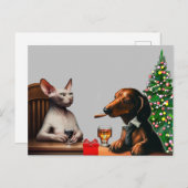 Carte Postale Chien et chat de Noël (Devant / Derrière)