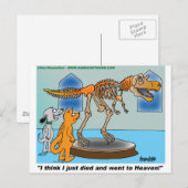 Carte Postale Chien Et Chat En Musée Voir Dinosaur Skeleton (Devant / Derrière)