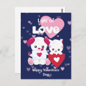 Carte Postale Chien et chatte chatte chatte chatte Saint Valenti (Devant / Derrière)