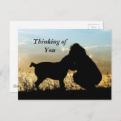 Carte Postale Chien et femme Sunset Silhouette (Devant / Derrière)