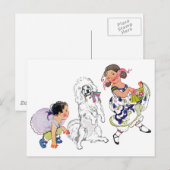 Carte Postale Chien et fille dansant (Devant / Derrière)