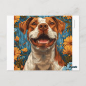 Carte Postale Chien et fleurs Brown et blancs mignons (Dos)