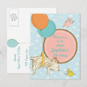 Carte Postale Chien et oiseaux volants - Invitation d'anniversai (Devant / Derrière)