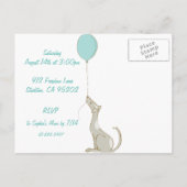 Carte Postale Chien et oiseaux volants - Invitation d'anniversai (Dos)