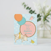 Carte Postale Chien et oiseaux volants - Invitation d'anniversai (Debout devant)