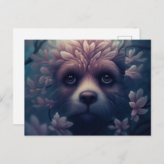 Carte Postale Chien Etrange Avec Fleur (Devant / Derrière)