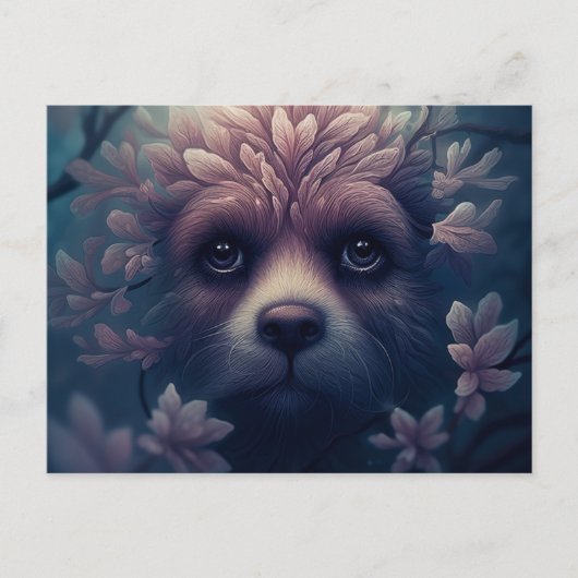 Carte Postale Chien Etrange Avec Fleur (Devant)