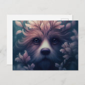 Carte Postale Chien Etrange Avec Fleur (Devant / Derrière)