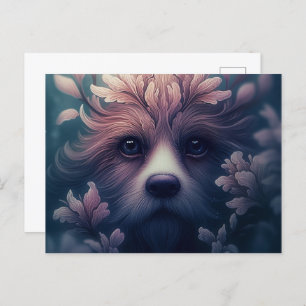 Carte Postale Chien Etrange Avec Fleur