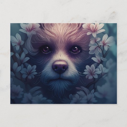 Carte Postale Chien Etrange Avec Fleur (Devant)