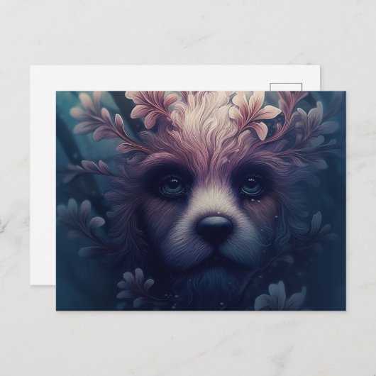 Carte Postale Chien Etrange Avec Fleur (Devant / Derrière)