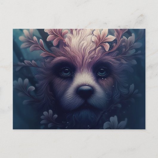 Carte Postale Chien Etrange Avec Fleur (Devant)