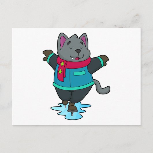 Carte Postale Chien faisant du patin à glace avec des patins à g (Devant)